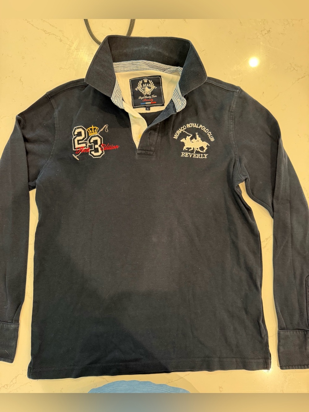 Vintage Polo Academy Monaco Royal Polo Club Men's Navy polo shirt size l
